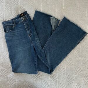 Lee High Waisted Jeans Women’s 14M Flare Leg 70’s Vibe 100% Cotton Blue Denim